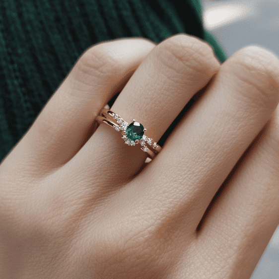 En qué Mano va el Anillo de Compromiso, Emerald Ring